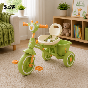 BABY BALANCE TRICYCLE WITH SILENT WHEELS - GREEN