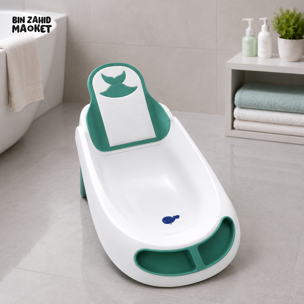 BABY BATH TUB WITH CUSHION SUPPORT - GREEN