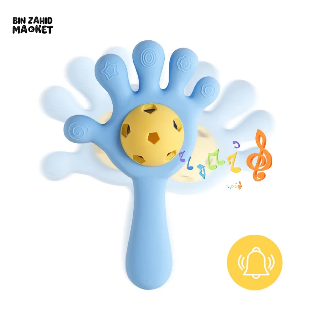 BABY HAND-SHAPED SILICONE RATTLE & TEETHER TOY | SAFE SOFT CHEWING & PLAY FOR INFANTS