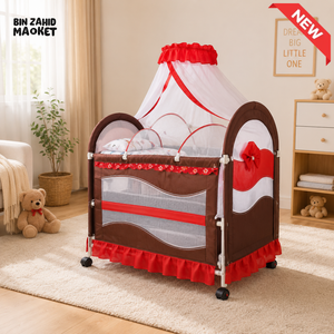 BABY MOSQUITO NET PLAYPEN COT - BROWN