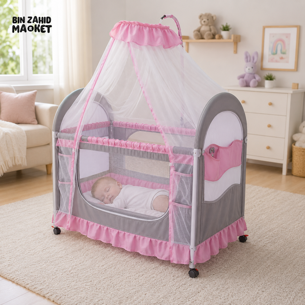 BABY MOSQUITO NET PLAYPEN COT - PINK