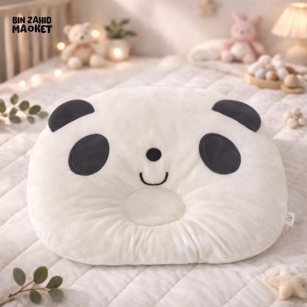BABY PANDA HEAD SHAPING PILLOW – SOFT NEWBORN SUPPORT CUSHION FOR INFANTS