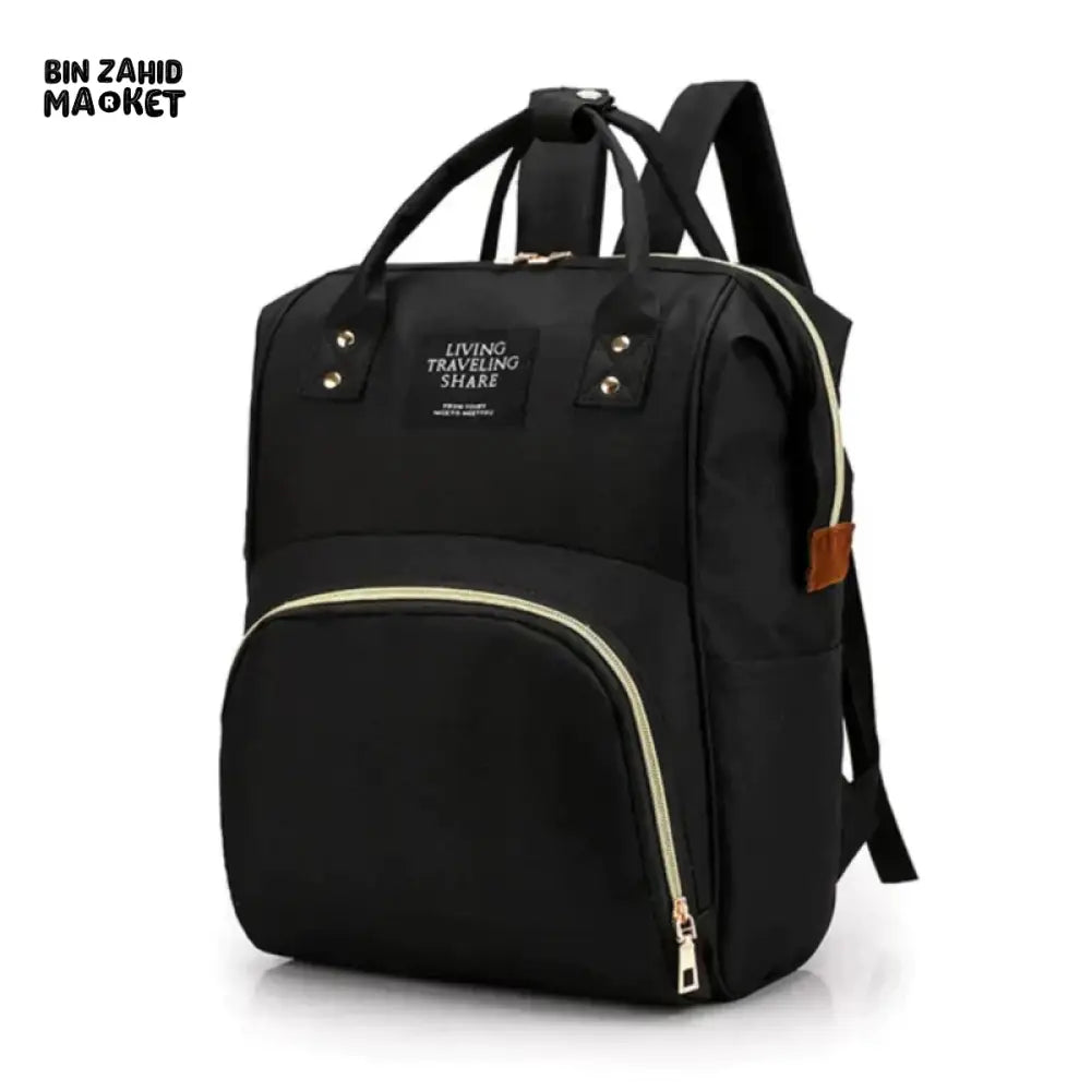BABY PLAIN DIAPER BAGPACK Black