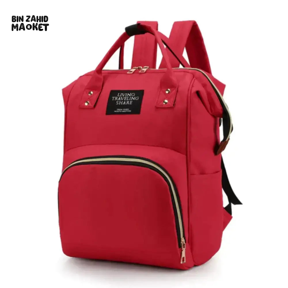 BABY PLAIN DIAPER BAGPACK Red