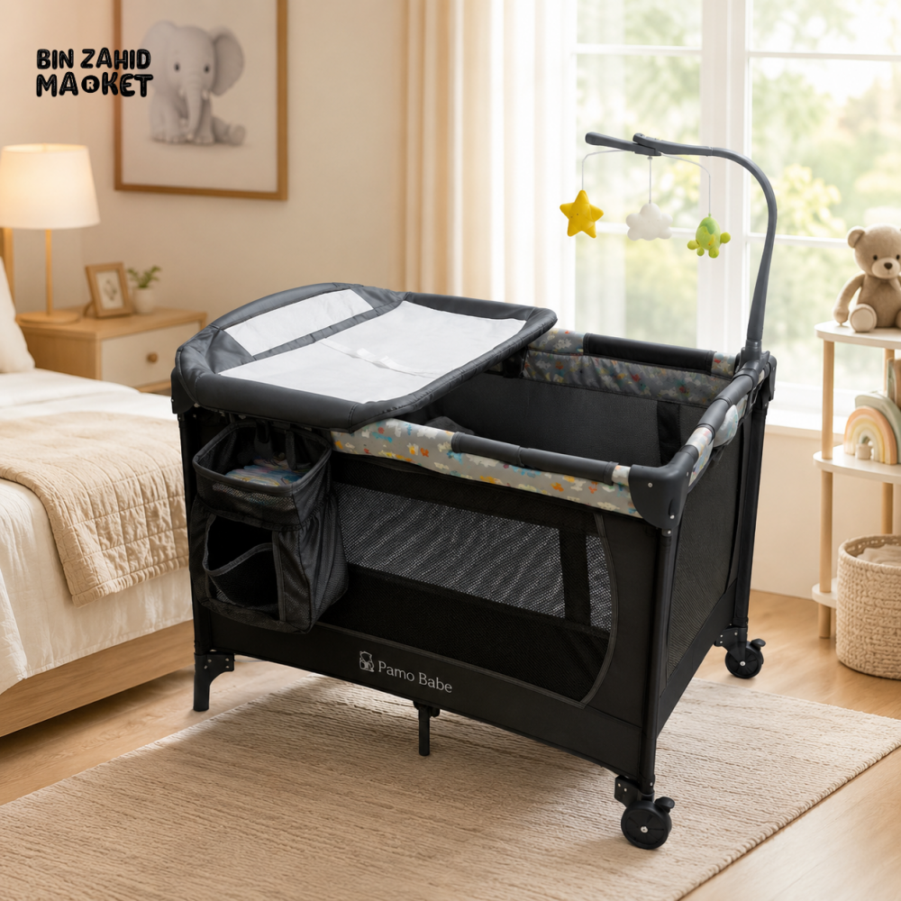 BABY PLAYPEN COT WITH CHANGING STATION