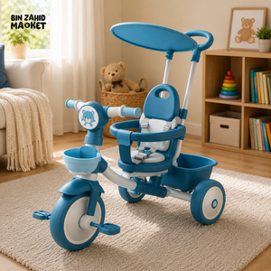 BABY STROLLER TRICYCLE WITH SUNSHADE CANOPY - BLUE
