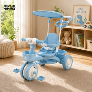 BABY STROLLER TRICYCLE WITH SUNSHADE CANOPY - LIGHT BLUE