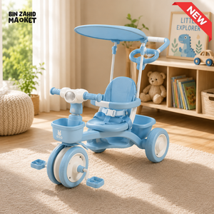 BABY STROLLER TRICYCLE WITH SUNSHADE CANOPY - LIGHT BLUE