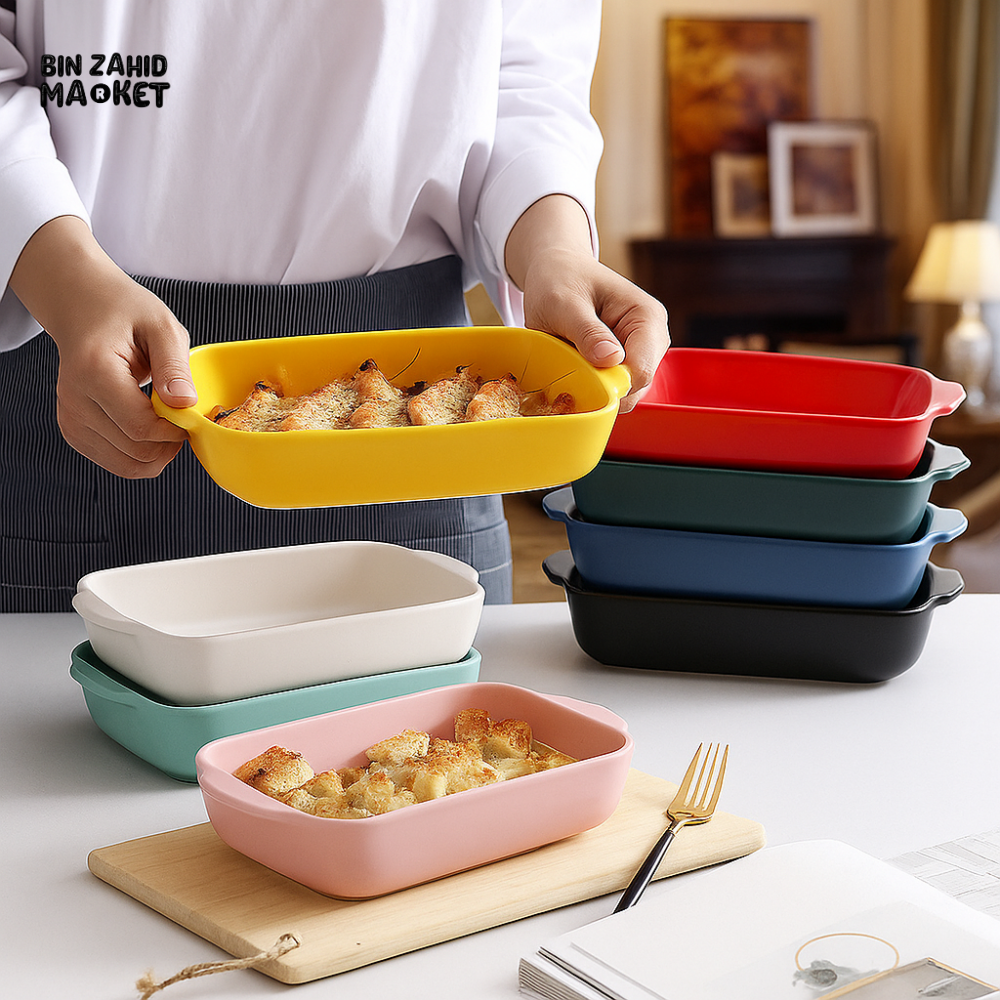 BAKEWARE PORCELAIN DISH 24CM – OVEN SAFE CERAMIC BAKING TRAY FOR KITCHEN COOKING & SERVING