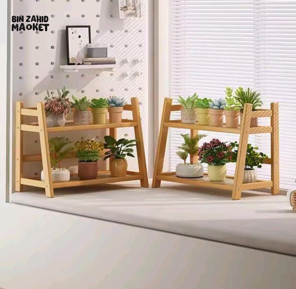 BAMBOO KITCHEN COUNTERTOP STORAGE RACK - 2 LAYER - MEDIUM