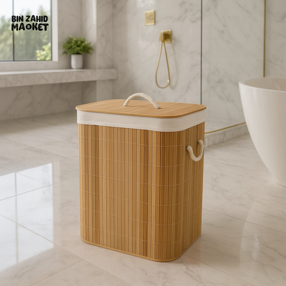 BAMBOO LAUNDRY BASKET - REACTANGLE 40x30x50CM