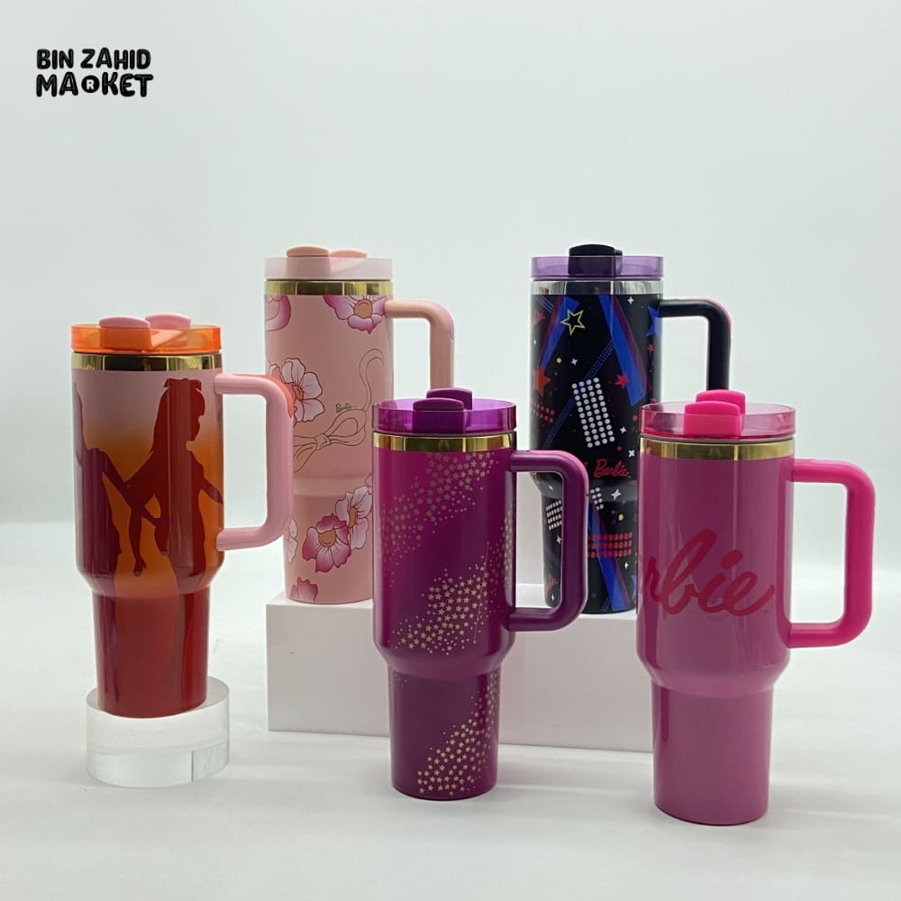 BARBIE THERMAL COFFEE MUG WITH STRAW – 40OZ VACUUM INSULATED STAINLESS STEEL TRAVEL TUMBLER