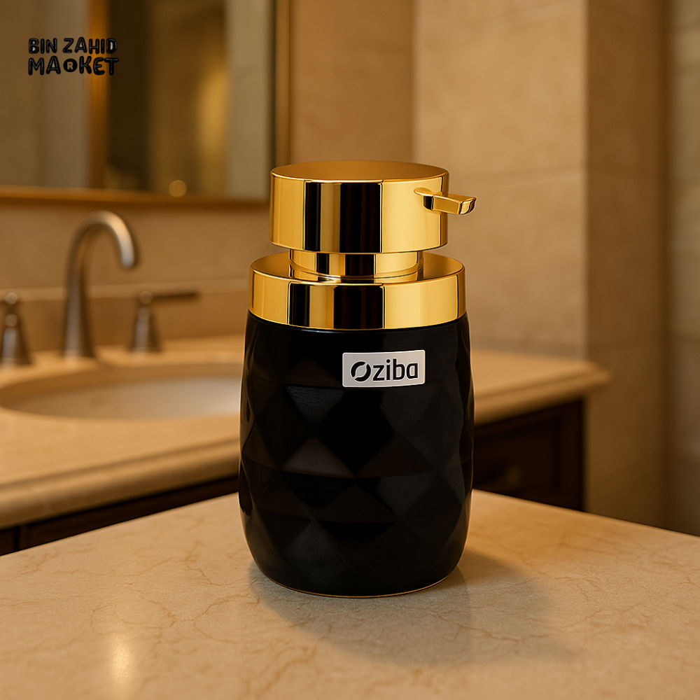 BATHROOM BLACK & GOLD LIQUID SOAP DISPENSER - Soap & Toothbrush Accessories