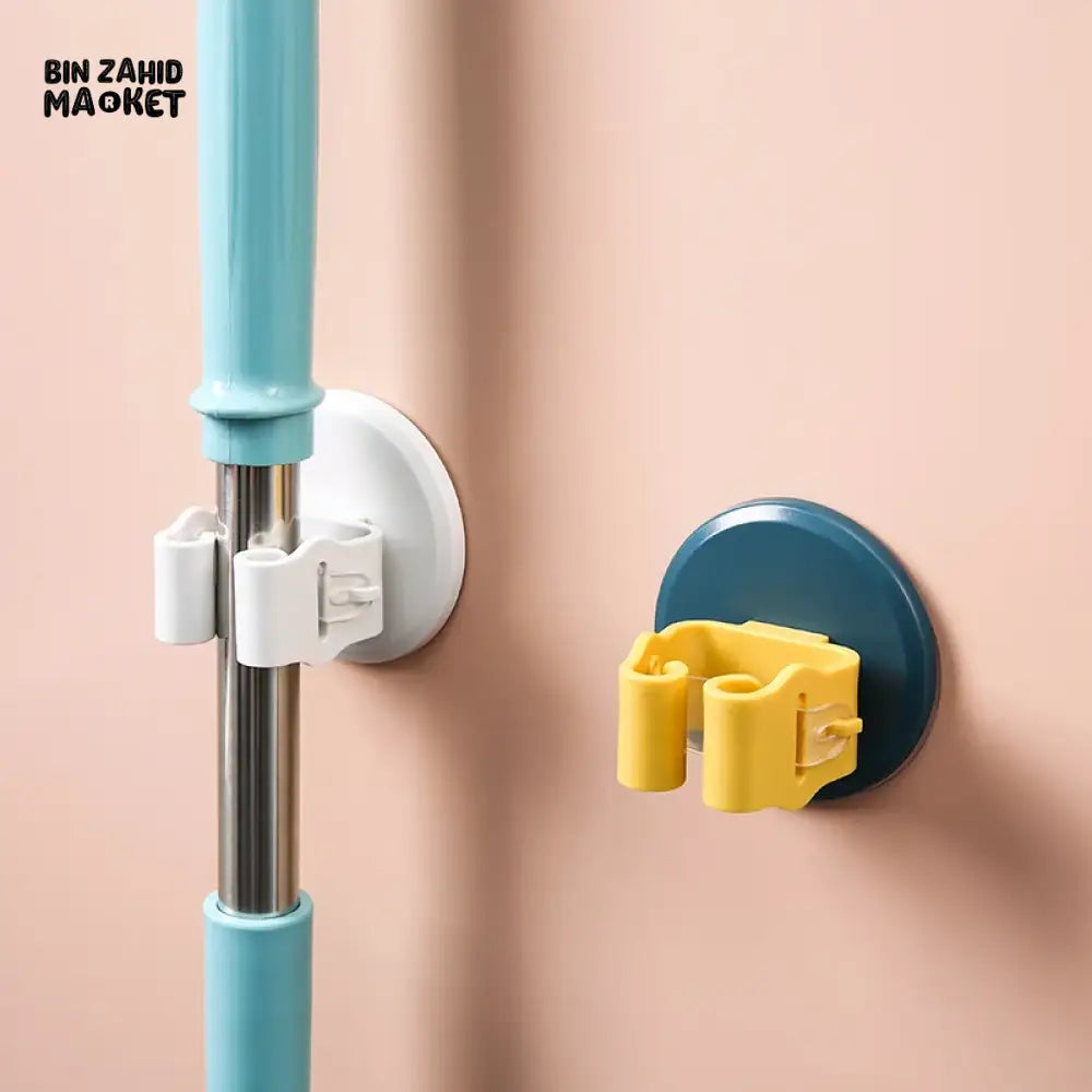 BATHROOM NO DRILLING MOP HOLDER PACK OF 2 – SUCTION CUP WALL MOUNTED ANTI-SLIP BROOM BRACKET HOOK FOR HOME CLOTH & SWEEPER STORAGE