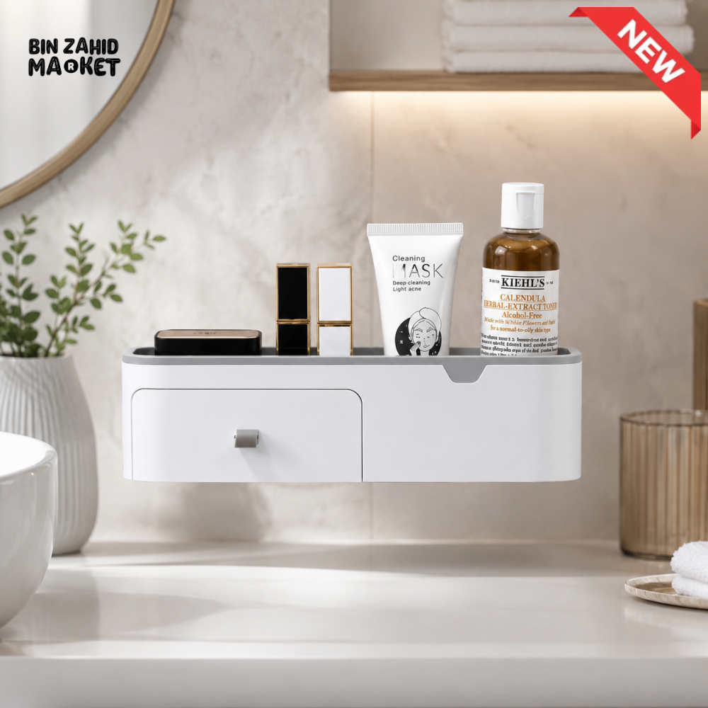 BATHROOM WALL MOUNTED STORAGE SHELF WITH DRAWER