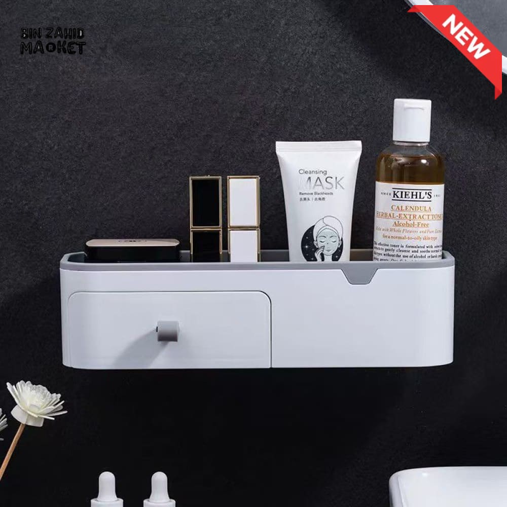 BATHROOM WALL MOUNTED STORAGE SHELF WITH DRAWER