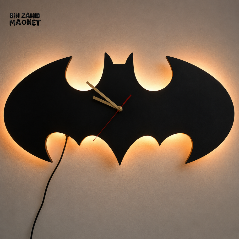 BATMAN SHAPE LED BACKLIT DECORATIVE WALL CLOCK