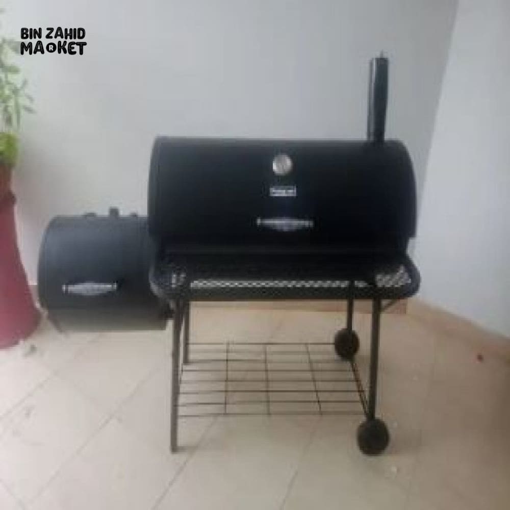 BBQ CHARCOAL GRILL WITH OFFSET SMOKER 2 WHEELS OUTDOOR PIT GRILL FOR GARDEN TERRACE CAMPING BEACH