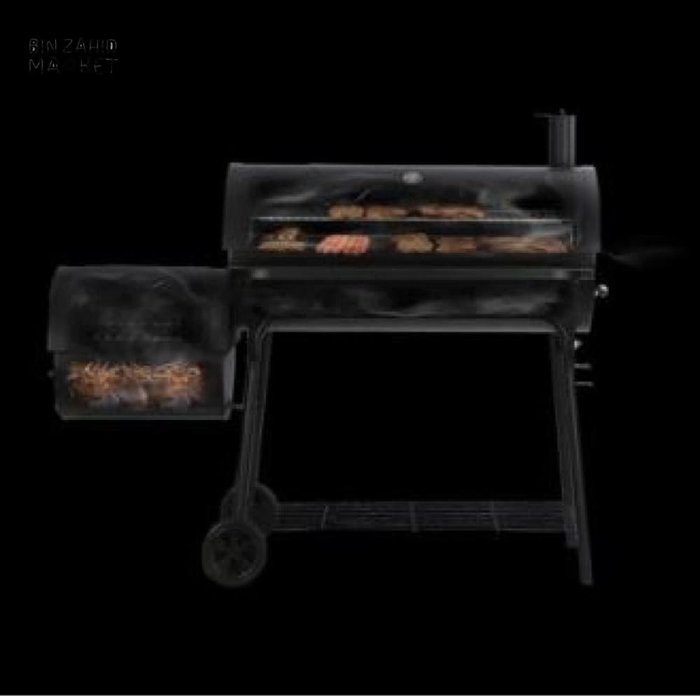BBQ CHARCOAL GRILL WITH OFFSET SMOKER 2 WHEELS OUTDOOR PIT GRILL FOR GARDEN TERRACE CAMPING BEACH