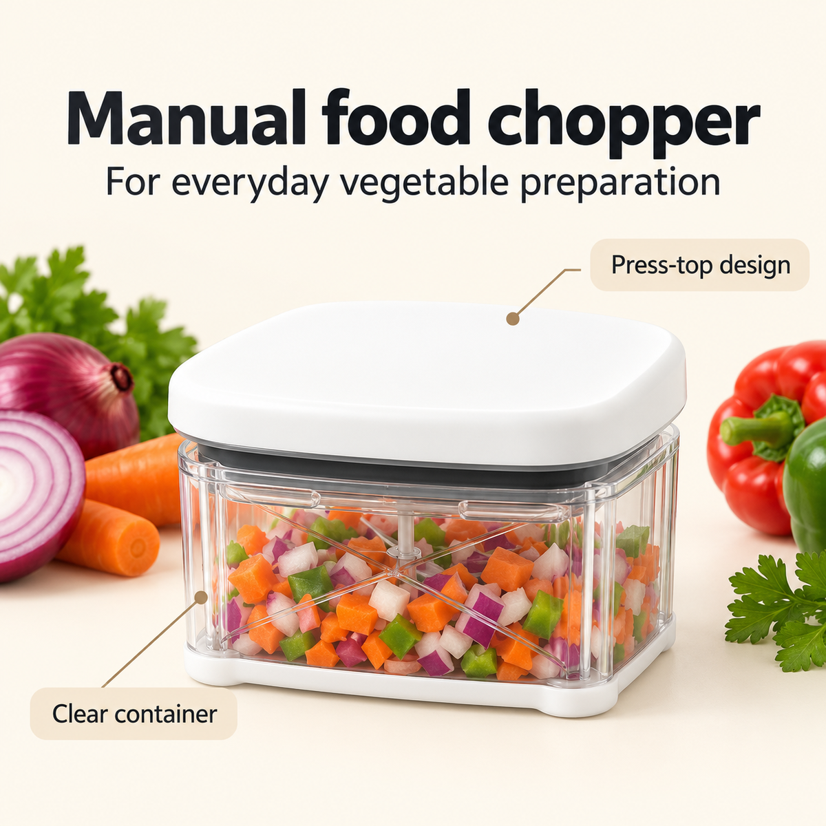 Danny Home Manual Food Chopper - 12x9.5x16cm