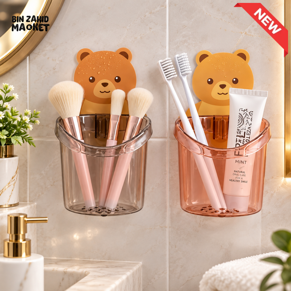 BEAR DESIGN WALL MOUNTED TOOTHBRUSH HOLDER 1 - PIECE