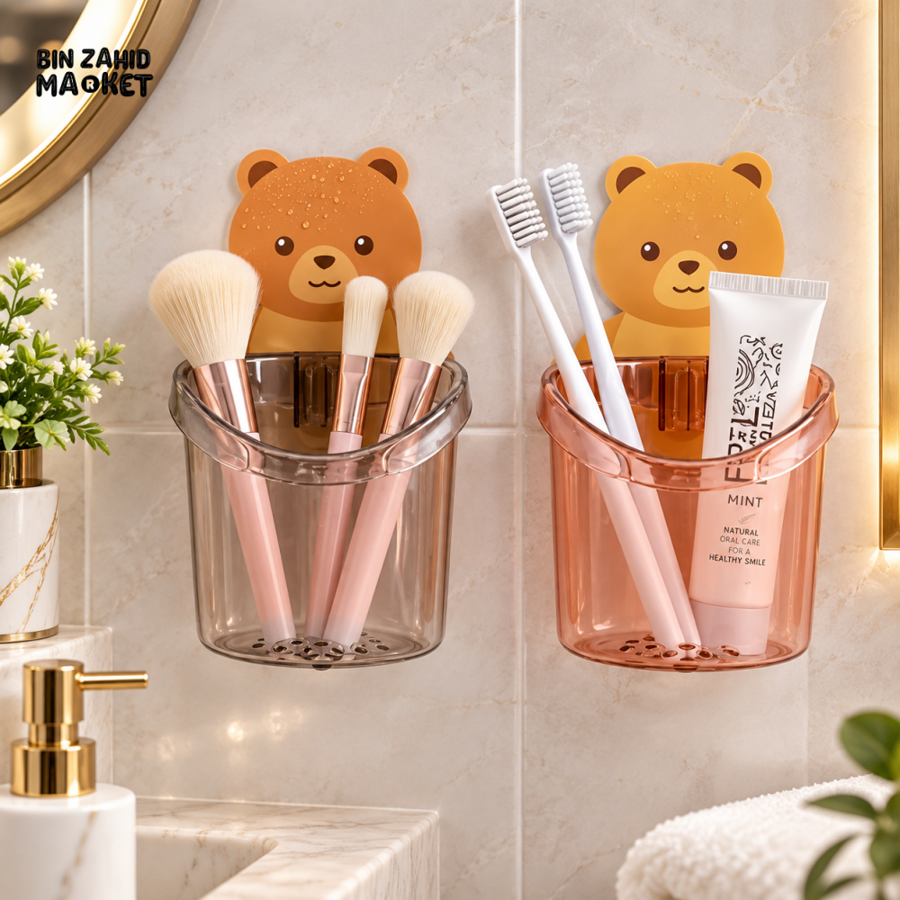 BEAR DESIGN WALL MOUNTED TOOTHBRUSH HOLDER 1 - PIECE