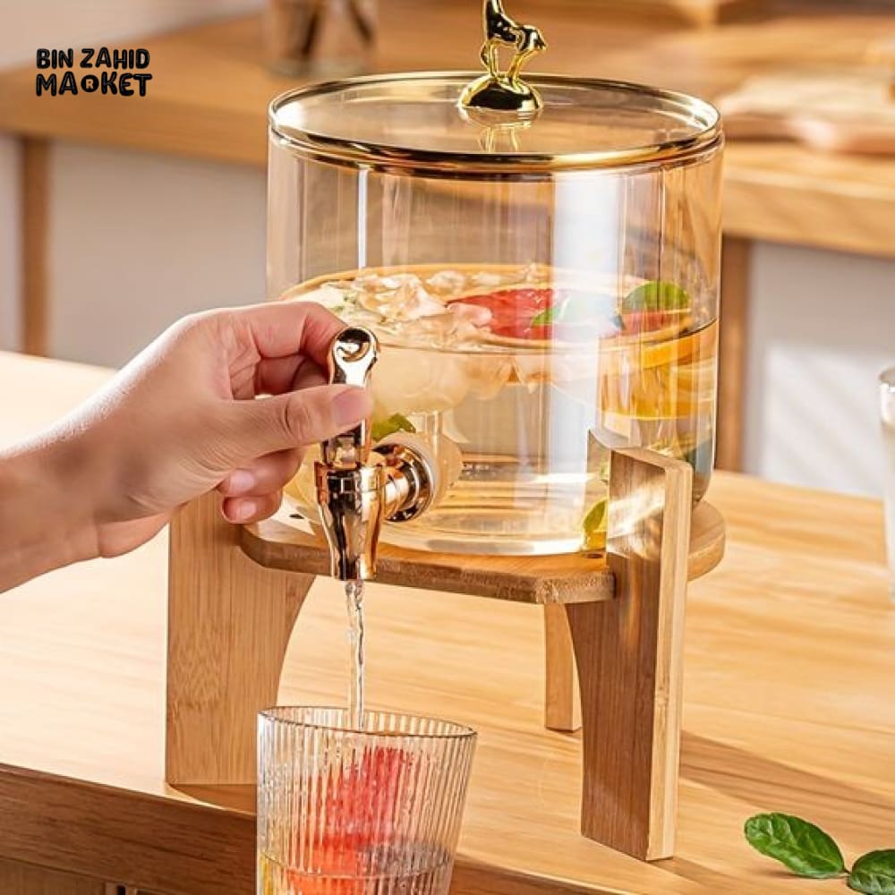 BEVERAGES DISPENSER WITH WOODEN BASE