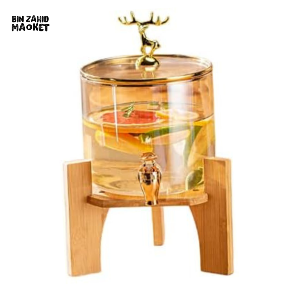 BEVERAGES DISPENSER WITH WOODEN BASE