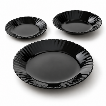 Danny Homer Black Fluted Plate Set - 18 Pieces