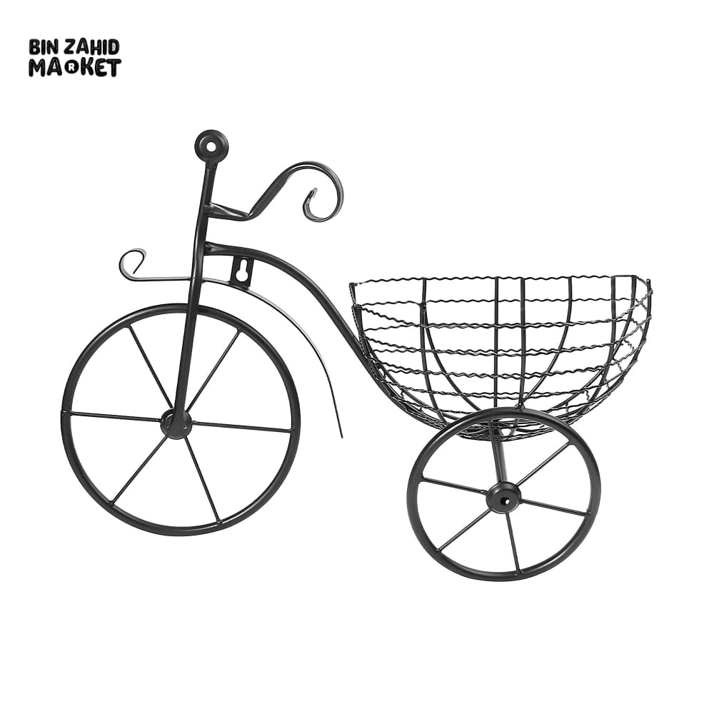 BICYCLE DESIGN WALL BASKET FOR HOME DECORATION Black
