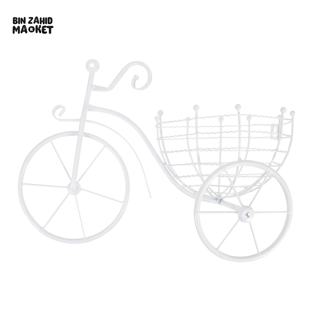 BICYCLE DESIGN WALL BASKET FOR HOME DECORATION White