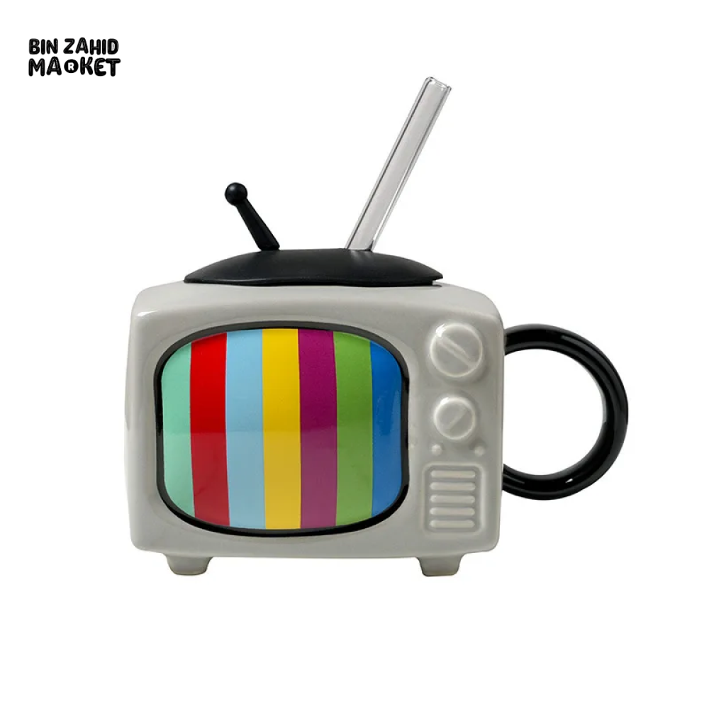 BIN ZAHID RETRO TELEVISION ARTISANAL CERAMIC MINI MUG 450ML - CHOCOLATE