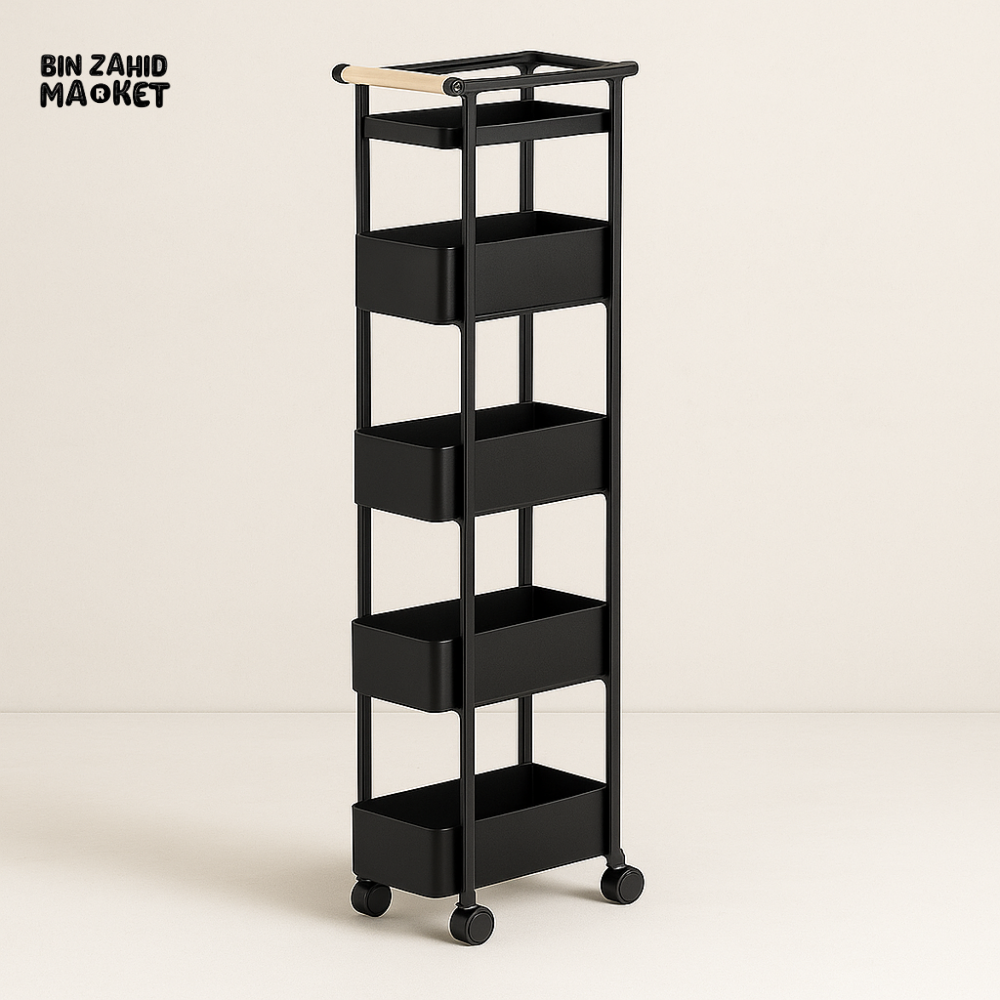 Binca 5 Tier Utility Trolley - Black