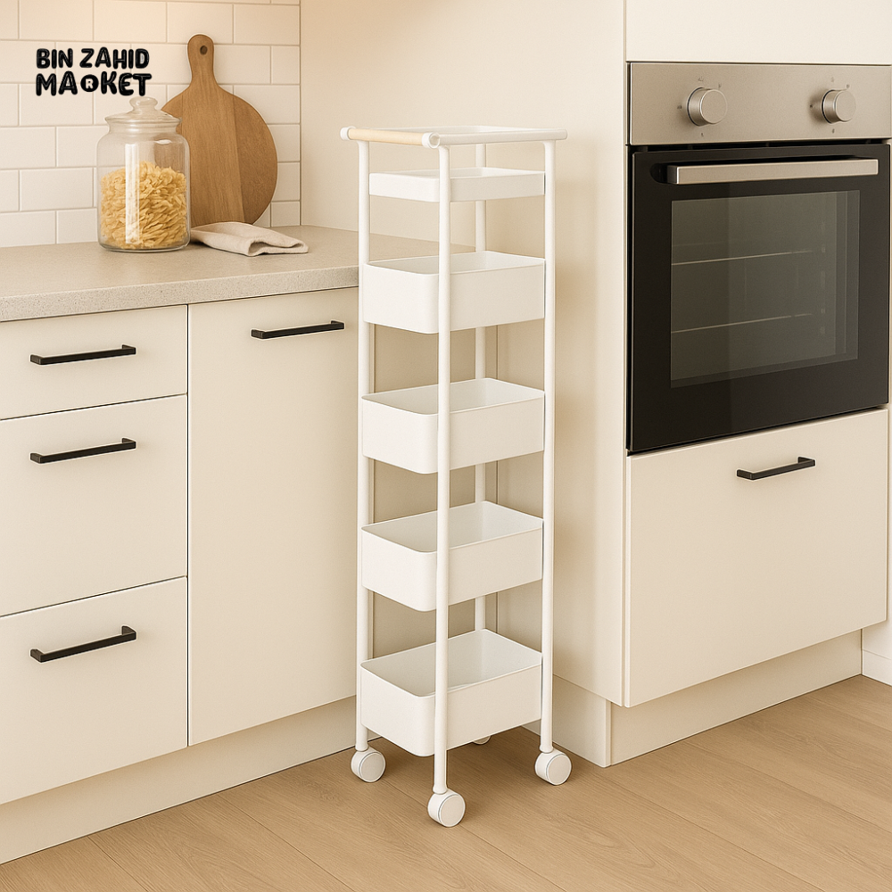 Binca 5 Tier Utility Trolley - White