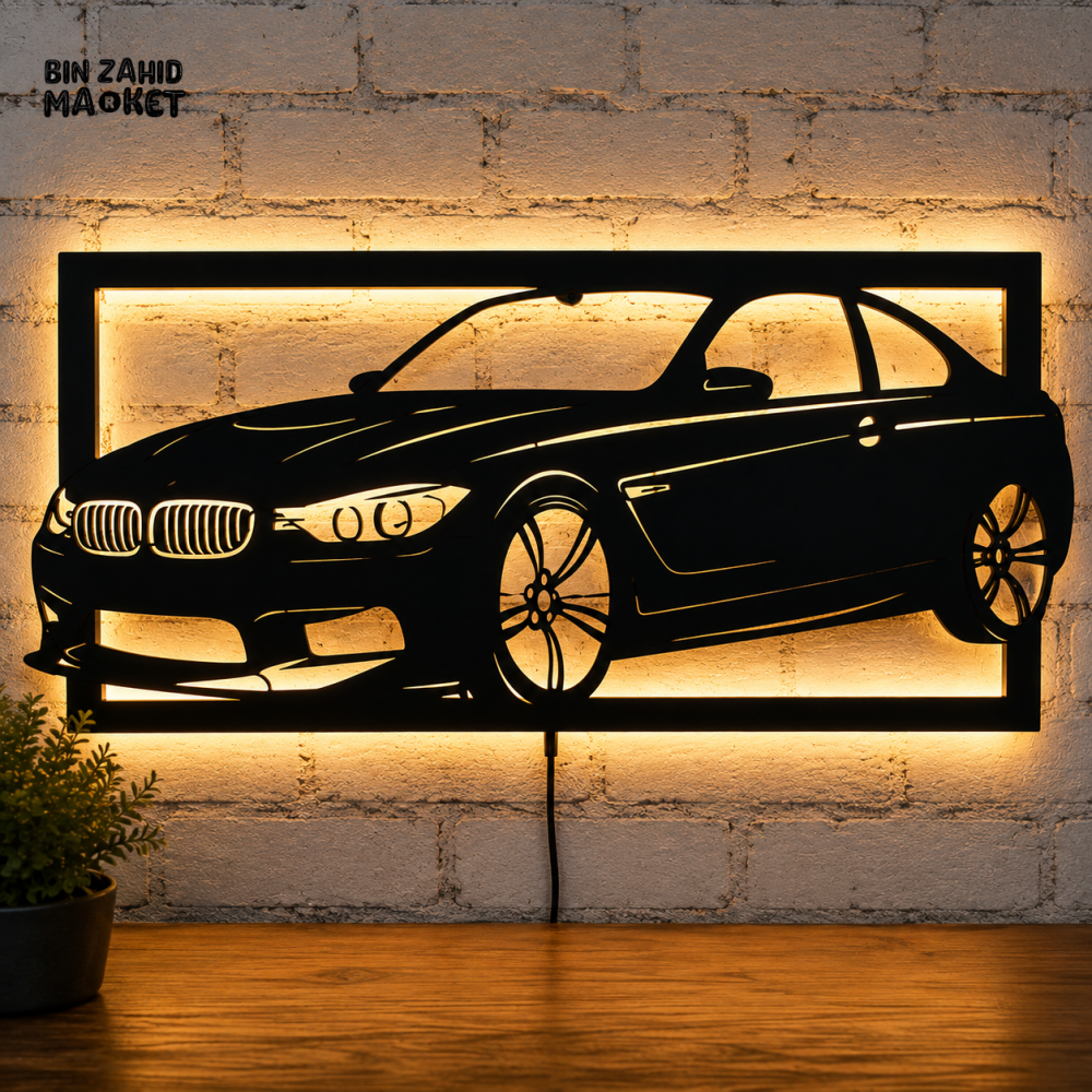 BLACK CAR DESIGN LED BACKLIT METAL WALL DECOR