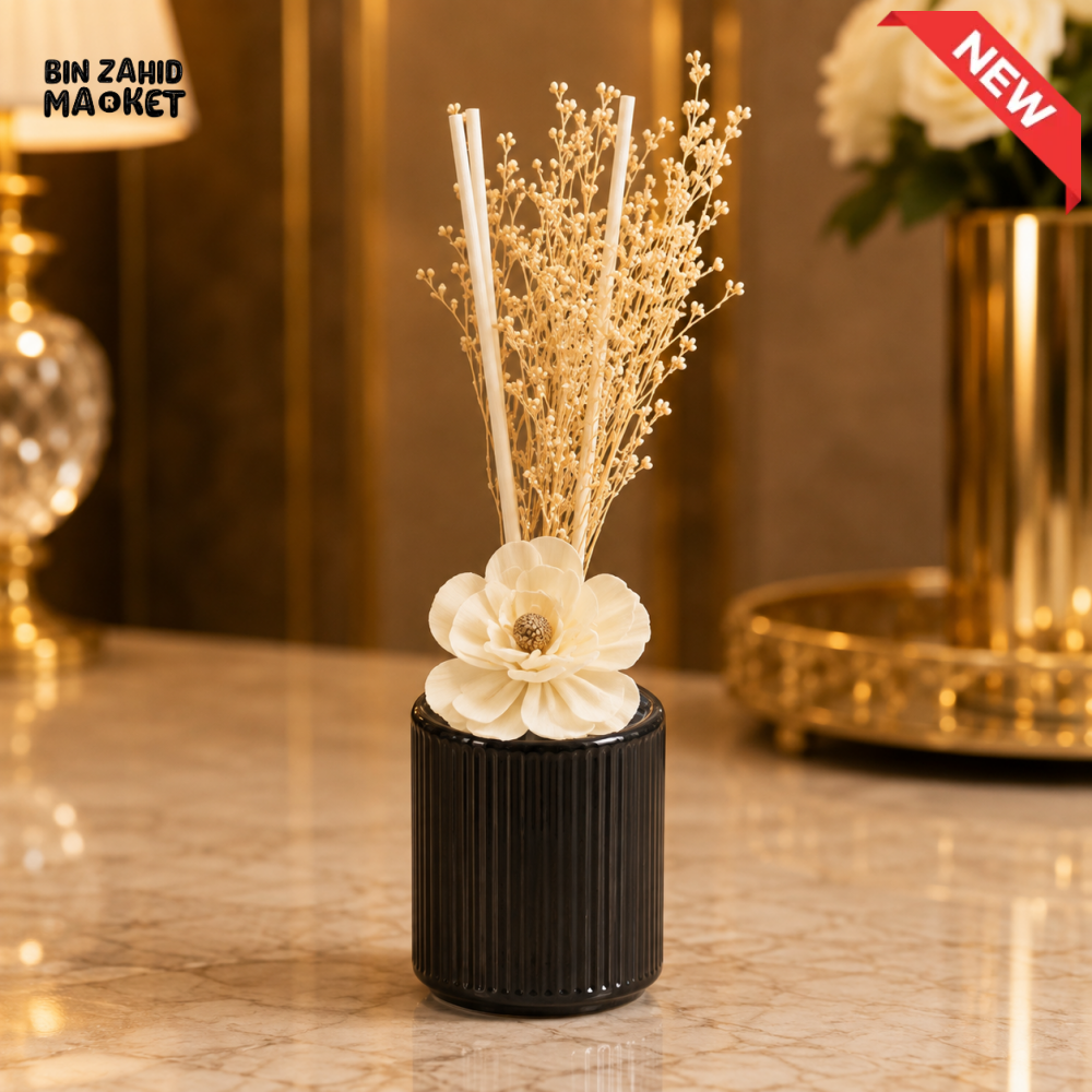 BLACK CERAMIC FLORAL REED DIFFUSER
