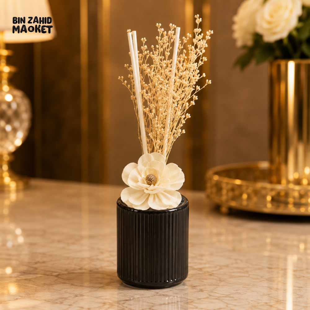 BLACK CERAMIC FLORAL REED DIFFUSER
