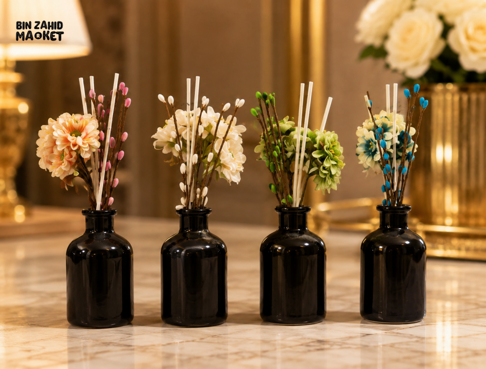 BLACK CERAMIC FLORAL REED DIFFUSER DECOR - 1 PIECE