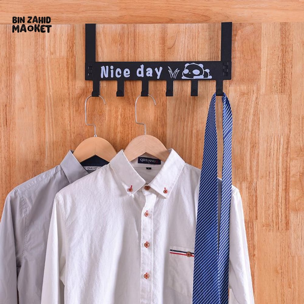 BLACK DOOR HOOK RACK – MULTIFUNCTION COAT & BAG HOLDER