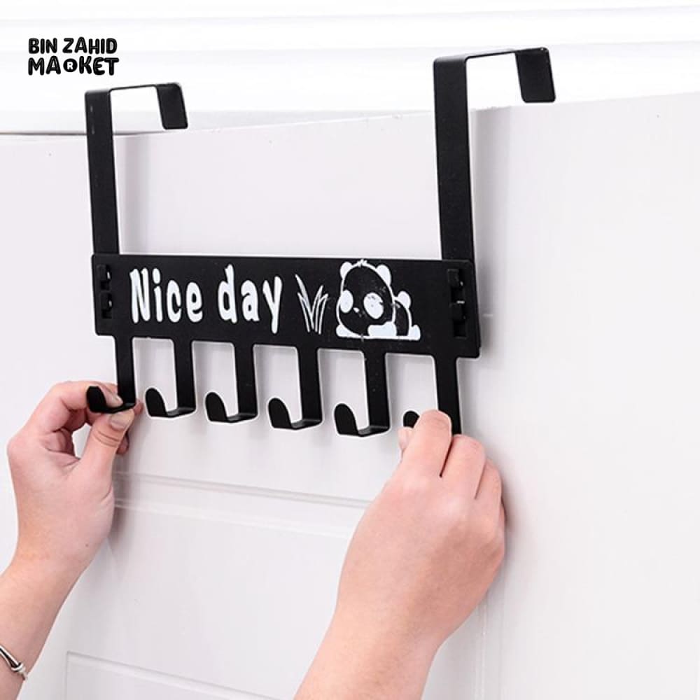 BLACK DOOR HOOK RACK – MULTIFUNCTION COAT & BAG HOLDER
