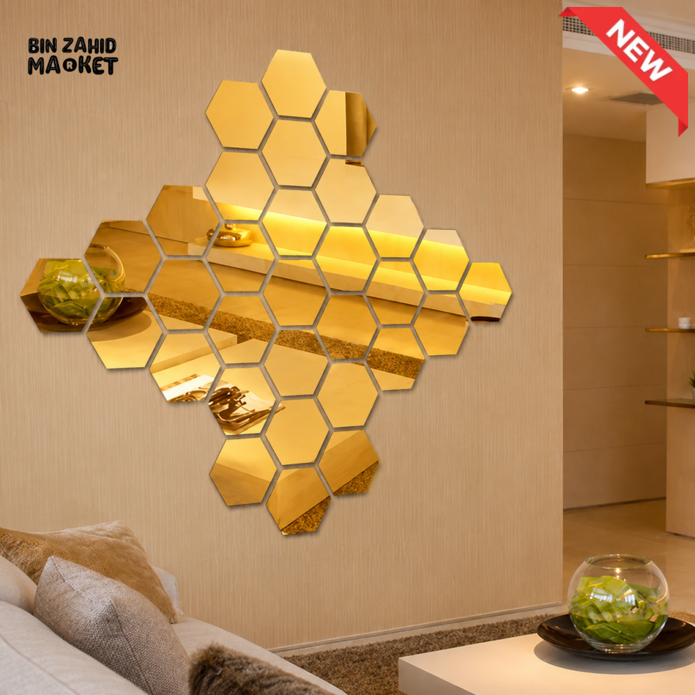 BLACK HEXAGON HONEYCOMB WALL DECOR SET