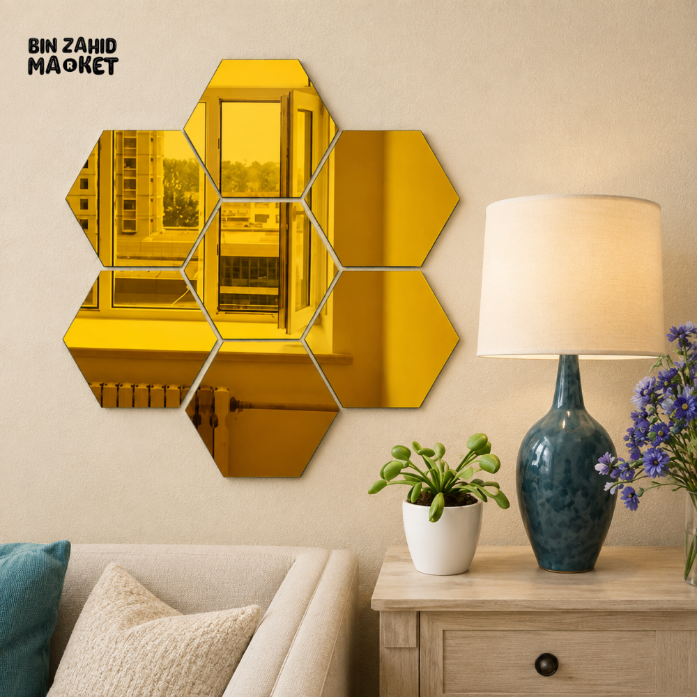 BLACK HEXAGON HONEYCOMB WALL DECOR SET