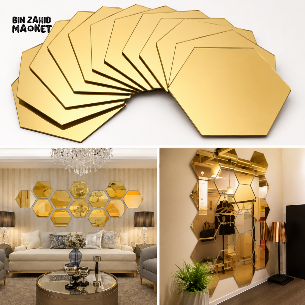 BLACK HEXAGON HONEYCOMB WALL DECOR SET
