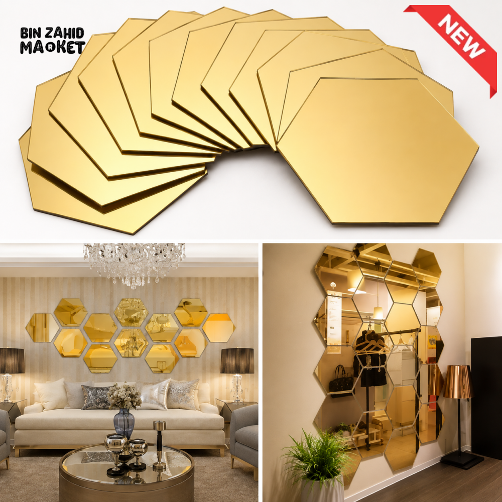 BLACK HEXAGON HONEYCOMB WALL DECOR SET