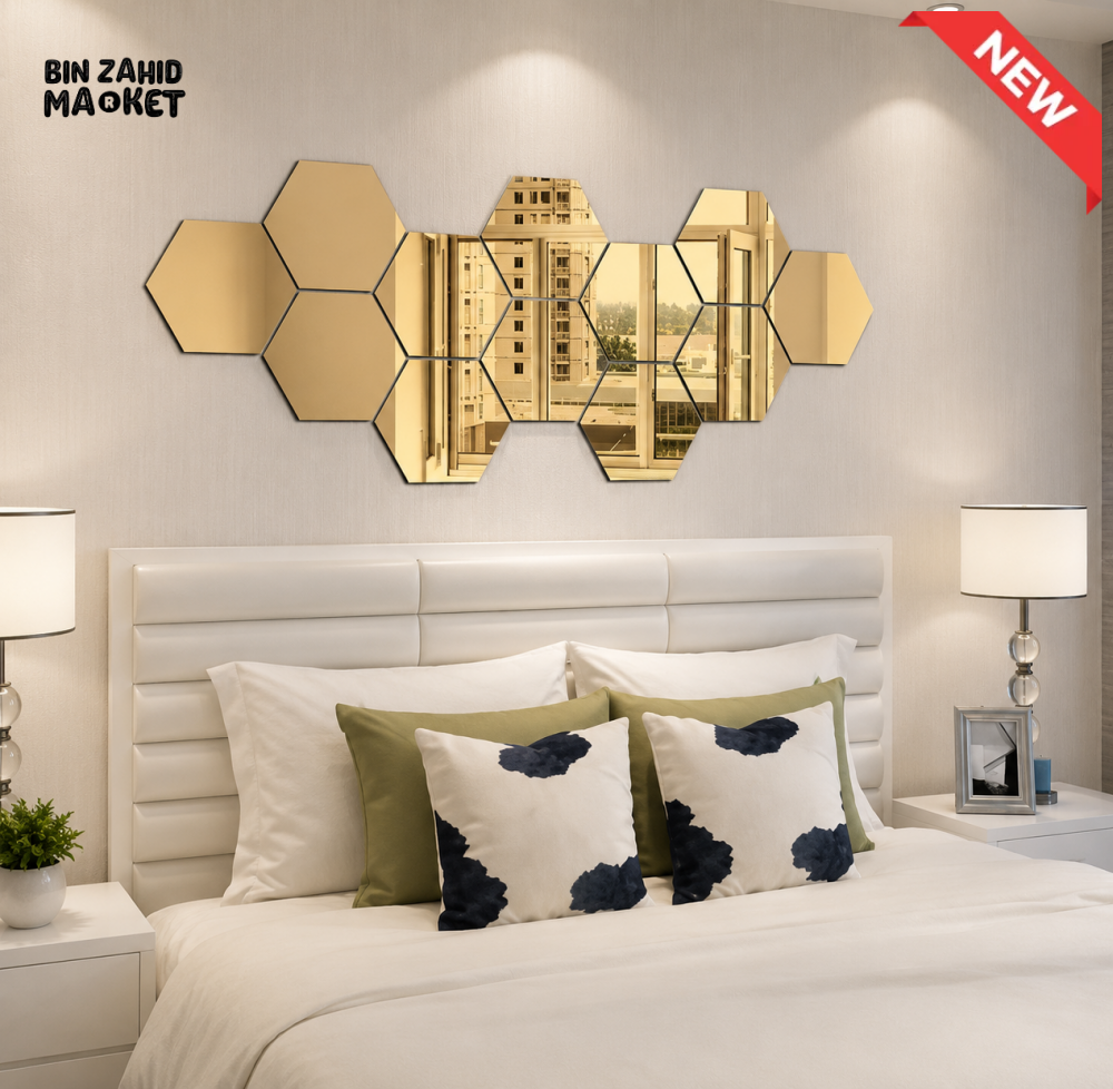BLACK HEXAGON HONEYCOMB WALL DECOR SET