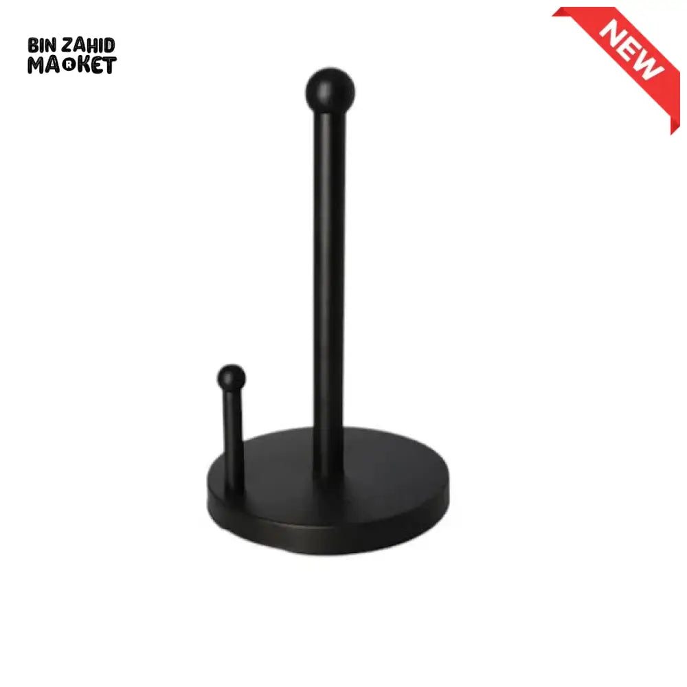 BLACK PAPER TOWEL HOLDER WITH TISSUE ROLL – MODERN KITCHEN COUNTERTOP ORGANIZER DH3741