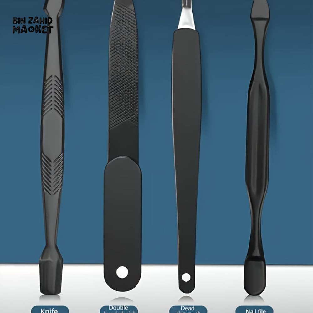 BLACK STAINLESS STEEL 18 PIECES MANICURE SET – NAIL CLIPPER & PEDICURE KIT FOR HOME BEAUTY CARE
