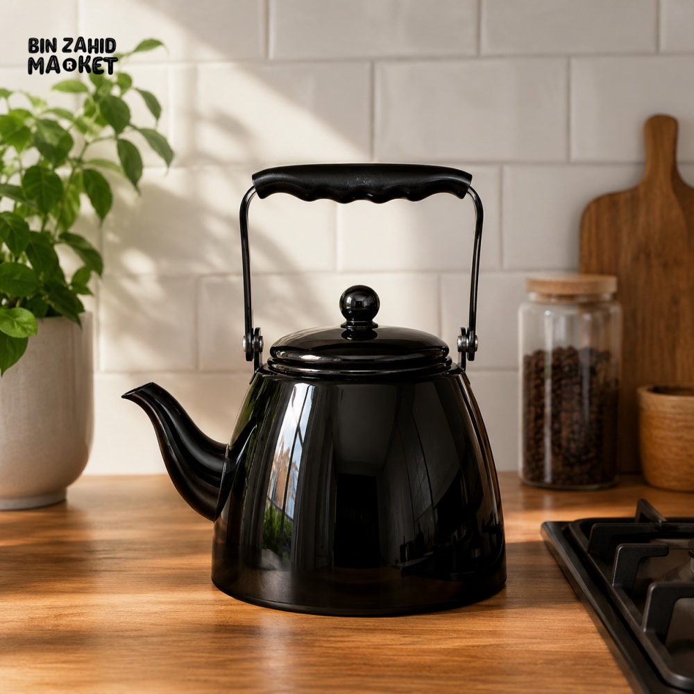BLACK STOVETOP WHISTLING TEA KETTLE 1.5L
