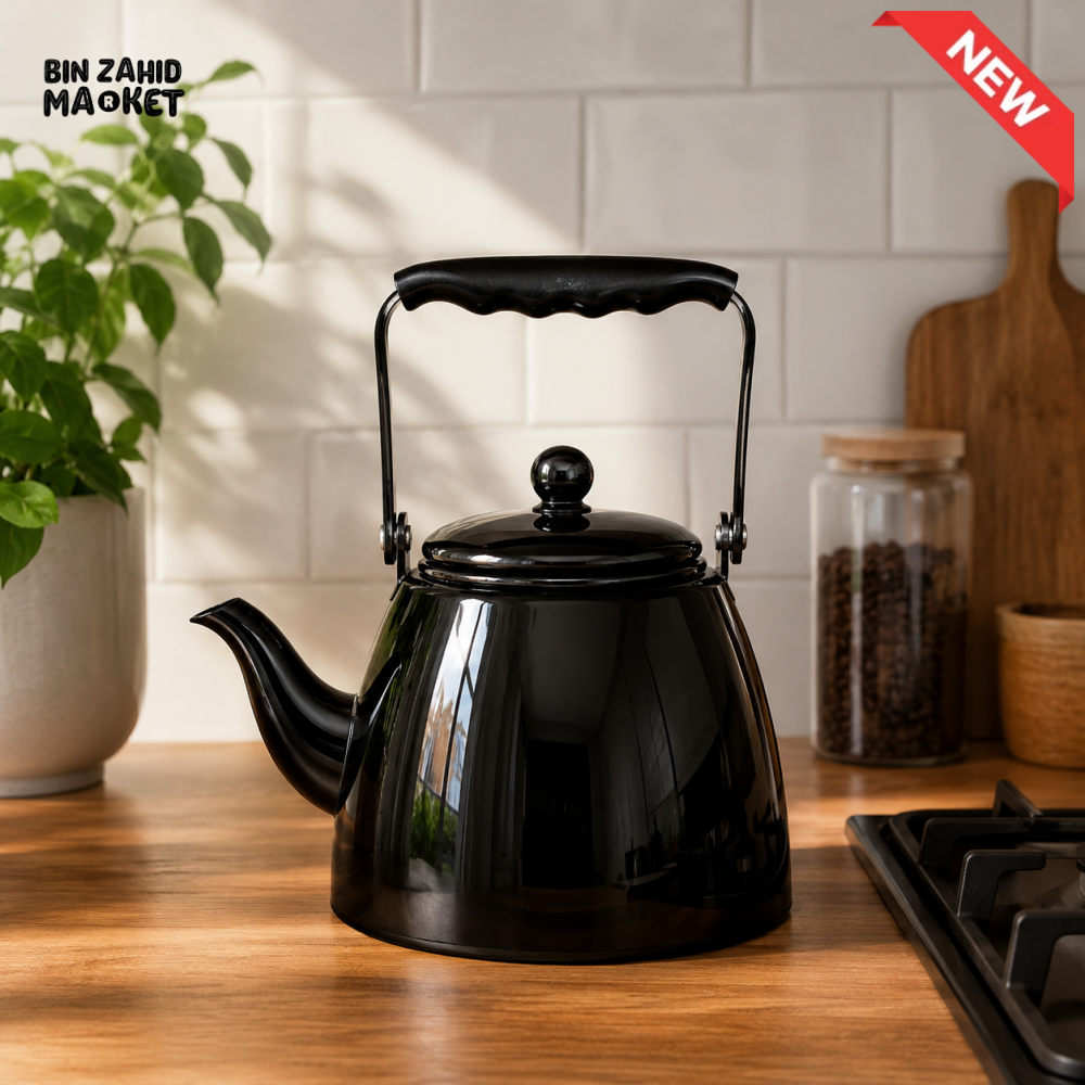 BLACK STOVETOP WHISTLING TEA KETTLE 1.5L