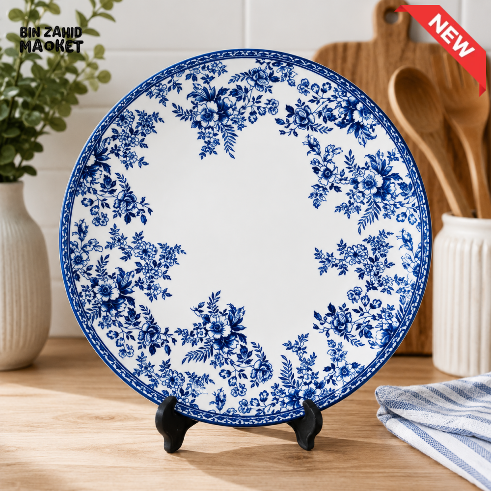 BLUE FLORAL MELAMINE DINNER PLATE - 10 INCH